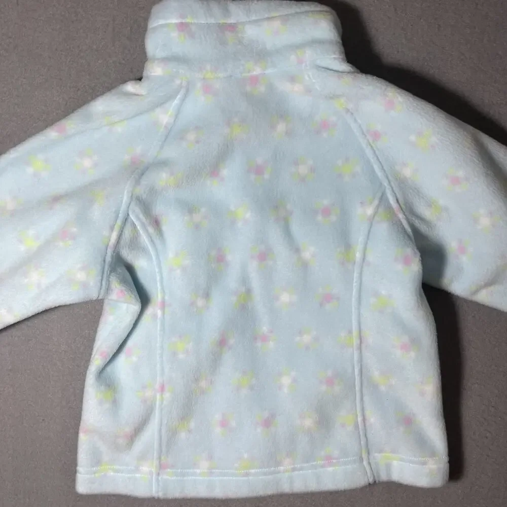 NEW Columbia Fleece Jacket Youth XXS 4/5 Light Blue‎ Floral Full Zip Girl
